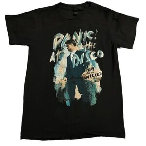 Panic at the Disco Black Graphic Concert Band Shirt Size Small EUC #4115